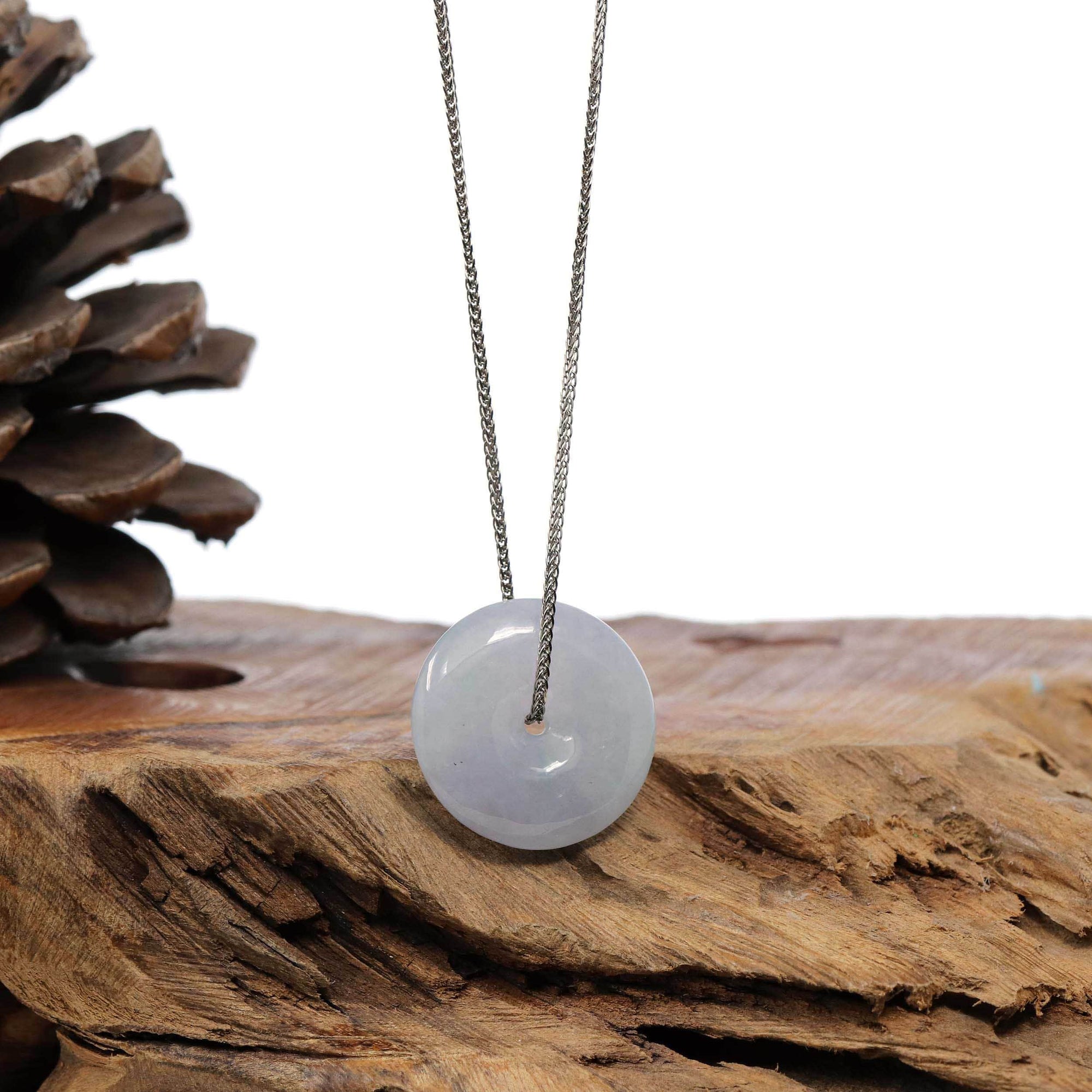 Baikalla Jewelry Jade Pendant Necklace Pendant Only "Good Luck Button" Necklace Lavender Jadeite Jade Lucky Ping An Kou Pendant