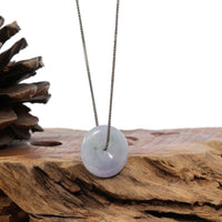 Baikalla Jewelry Jade Pendant Necklace "Good Luck Button" Necklace Lavender Jadeite Jade Lucky Ping An Kou Pendant