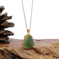 Baikalla Jewelry Jade Pendant Pendant ONLY Baikalla™ "Laughing Buddha" 24k Yellow Gold Nephrite Jade Necklace Pendant