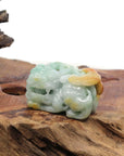 Baikalla Jewelry genuine jadeite carving Genuine Burmese Yellow-Green Jadeite Jade PiXiu Pendant Necklace