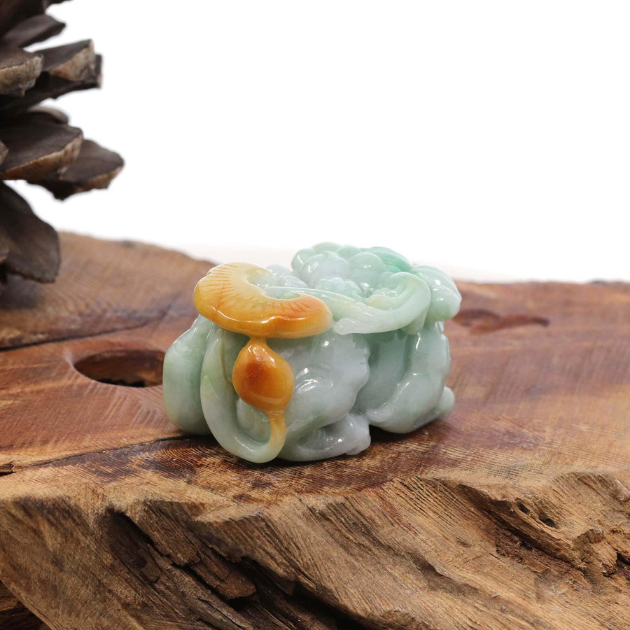 Baikalla Jewelry genuine jadeite carving Genuine Burmese Yellow-Green Jadeite Jade PiXiu Pendant Necklace