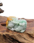 Baikalla Jewelry genuine jadeite carving Genuine Burmese Yellow-Green Jadeite Jade PiXiu Pendant Necklace