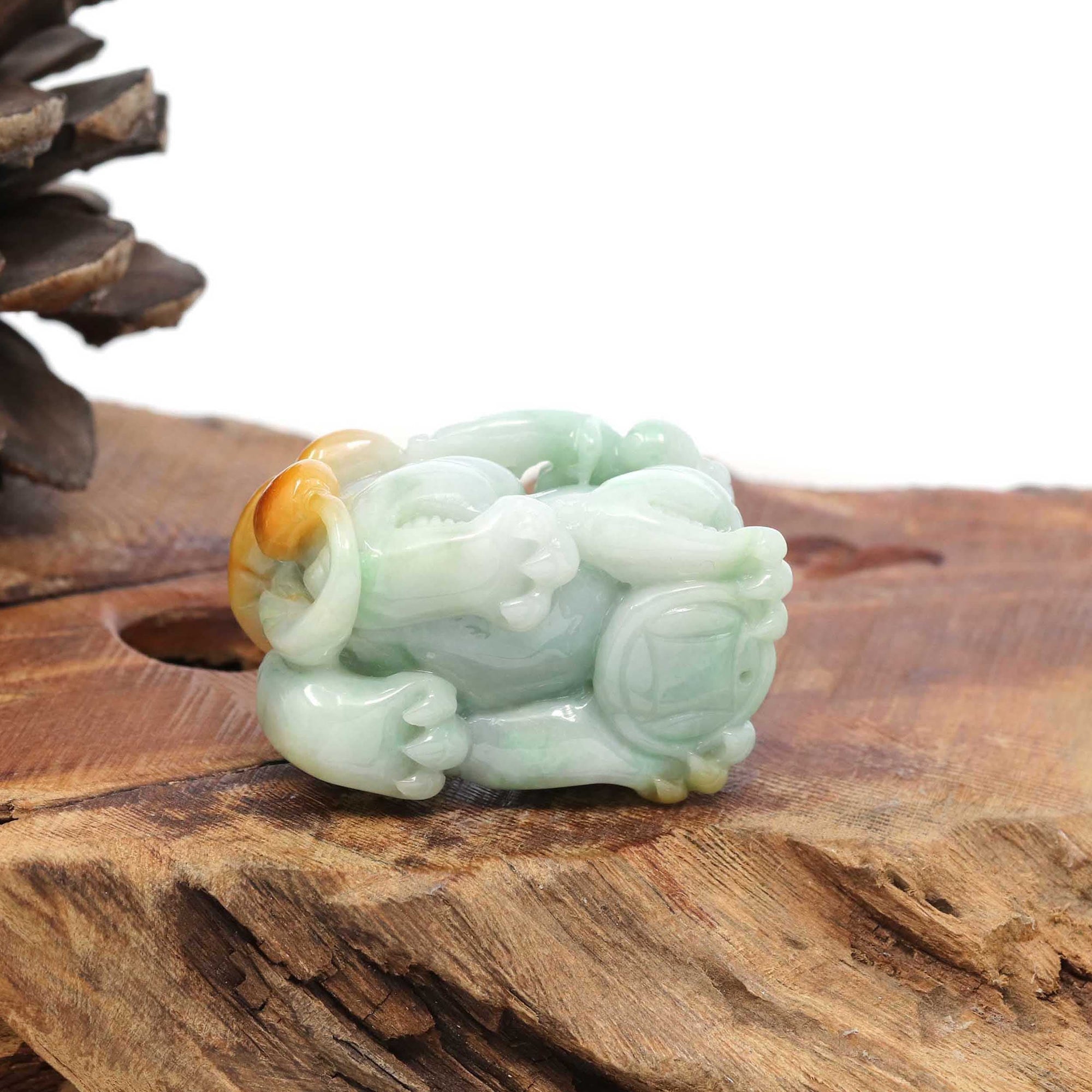 Baikalla Jewelry genuine jadeite carving Genuine Burmese Yellow-Green Jadeite Jade PiXiu Pendant Necklace