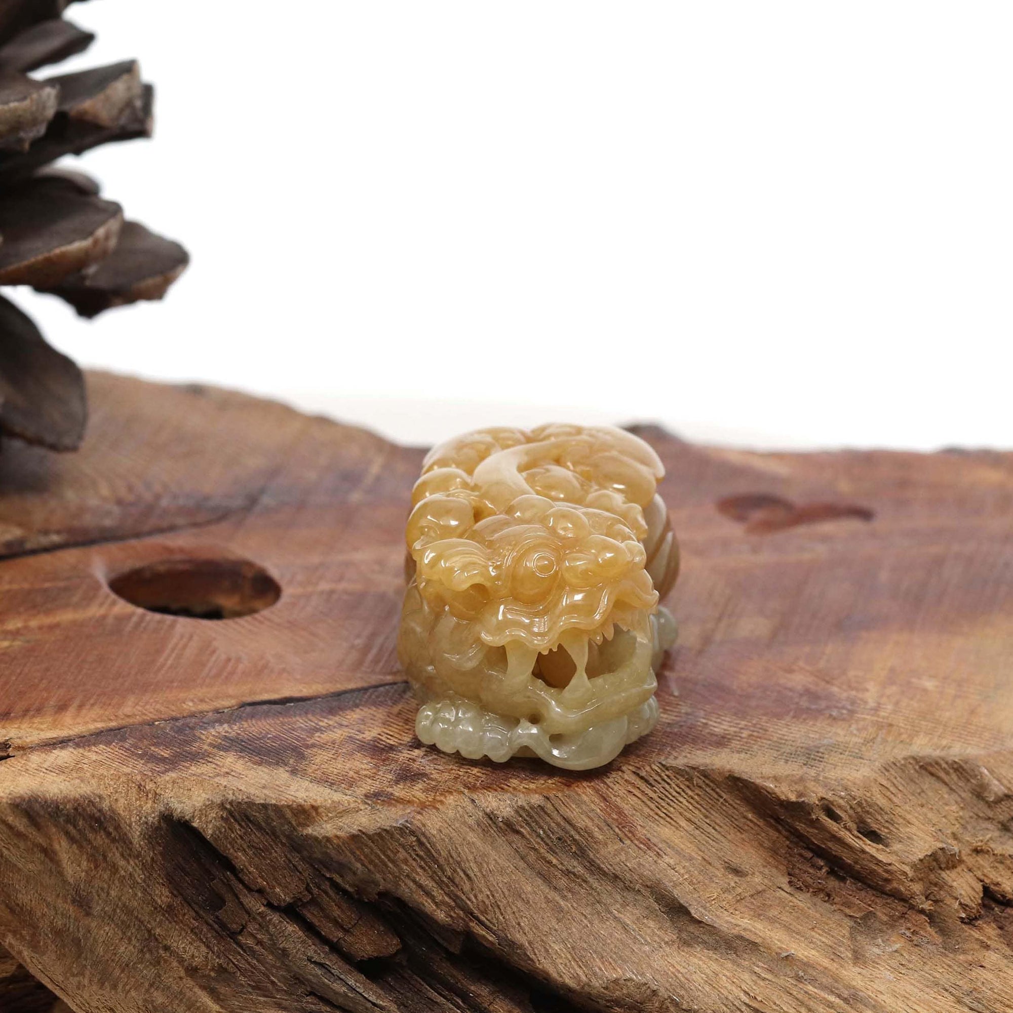 Baikalla Jewelry genuine jadeite carving Genuine High quality Burmese Yellow Jadeite Jade PiXiu Pendant Necklace