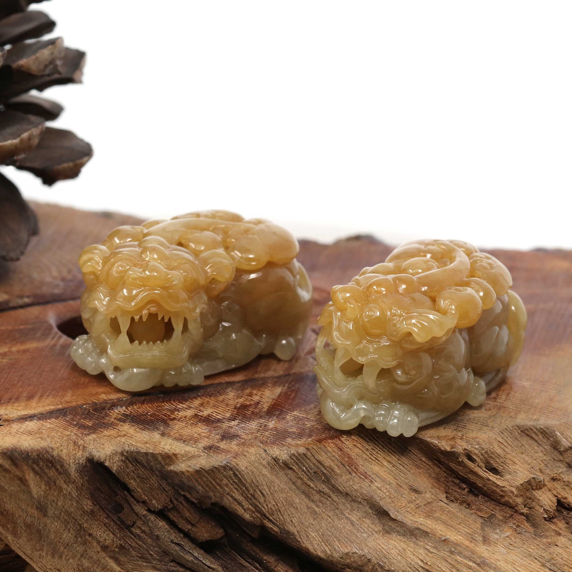 Baikalla Jewelry genuine jadeite carving Genuine High quality Burmese Yellow Jadeite Jade PiXiu Pendant Necklace