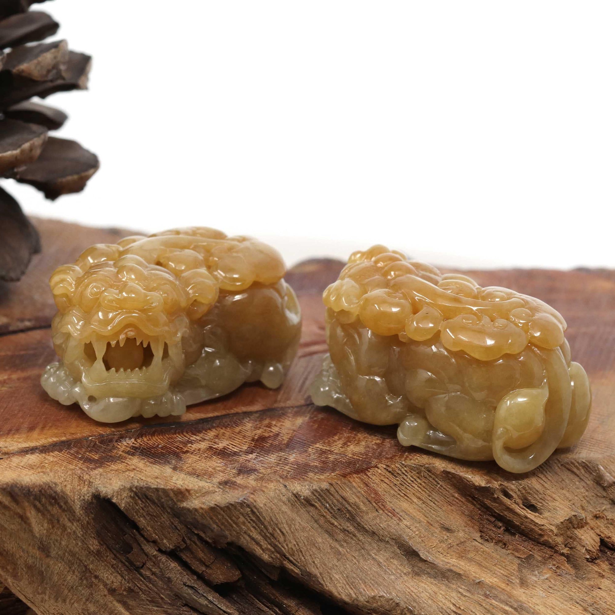 Baikalla Jewelry genuine jadeite carving Genuine High quality Burmese Yellow Jadeite Jade PiXiu Pendant Necklace