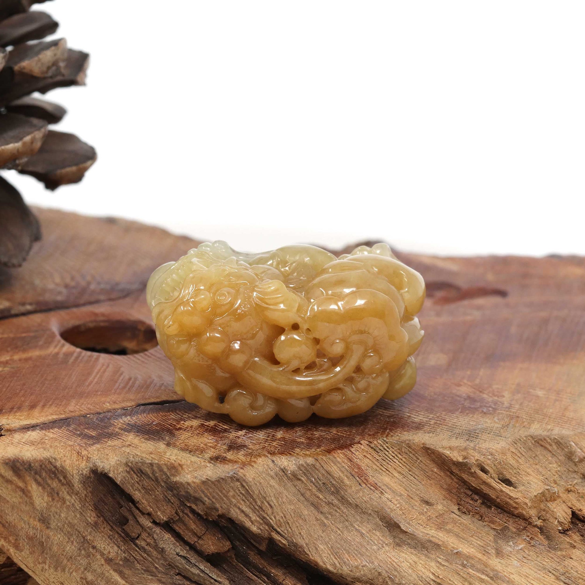 Baikalla Jewelry genuine jadeite carving Genuine High quality Burmese Yellow Jadeite Jade PiXiu Pendant Necklace