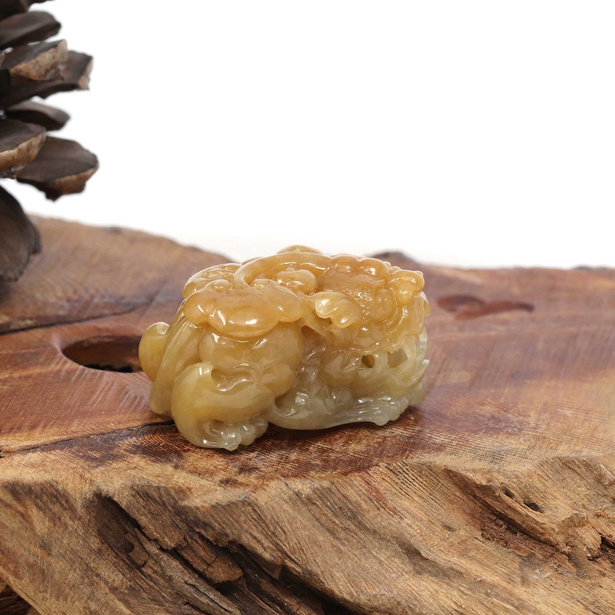 Baikalla Jewelry genuine jadeite carving Genuine Burmese Yellow Jadeite Jade PiXiu Pendant Necklace