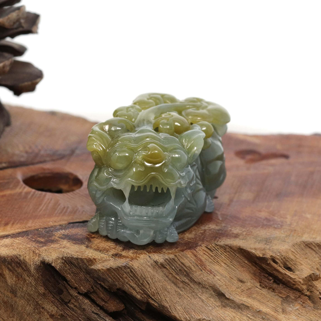 Baikalla Jewelry genuine jadeite carving With Nylon String Necklace Genuine Burmese Yellow Blue-Green Jadeite Jade PiXiu Pendant Necklace