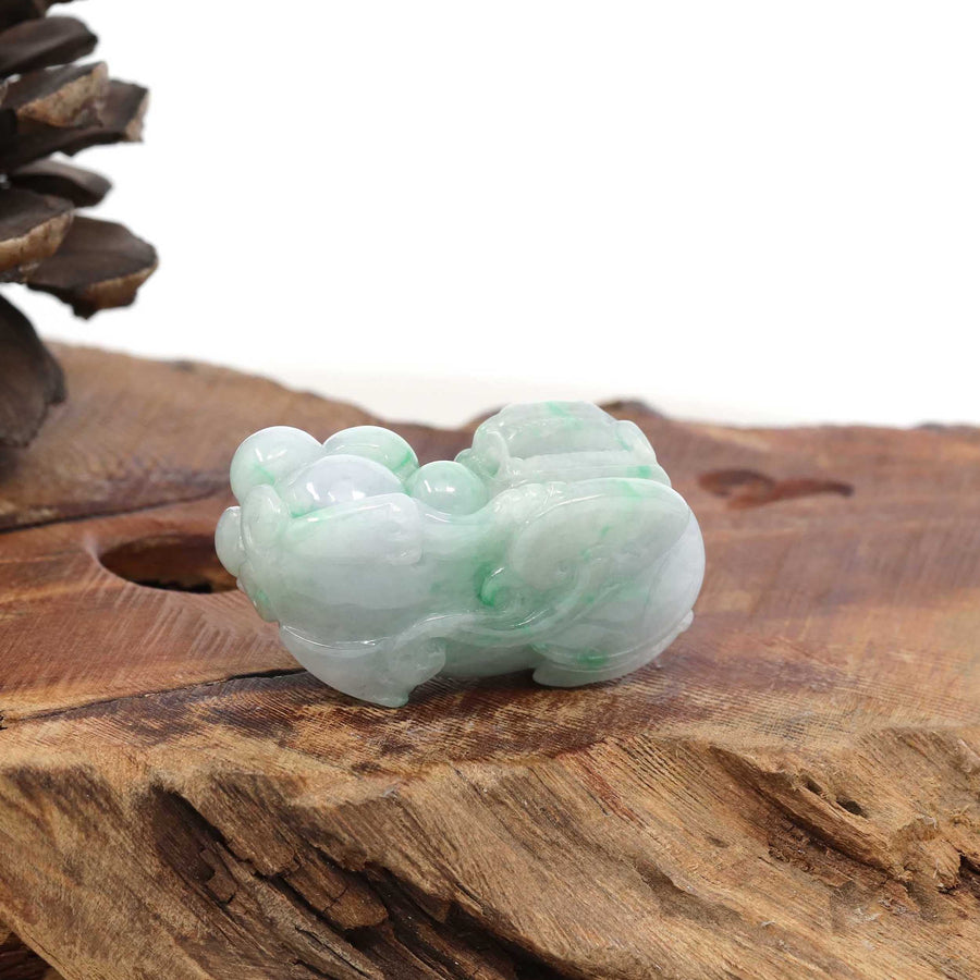 Baikalla Jewelry genuine jadeite carving Genuine Burmese Ice Green Jadeite Jade PiXiu Pendant Necklace