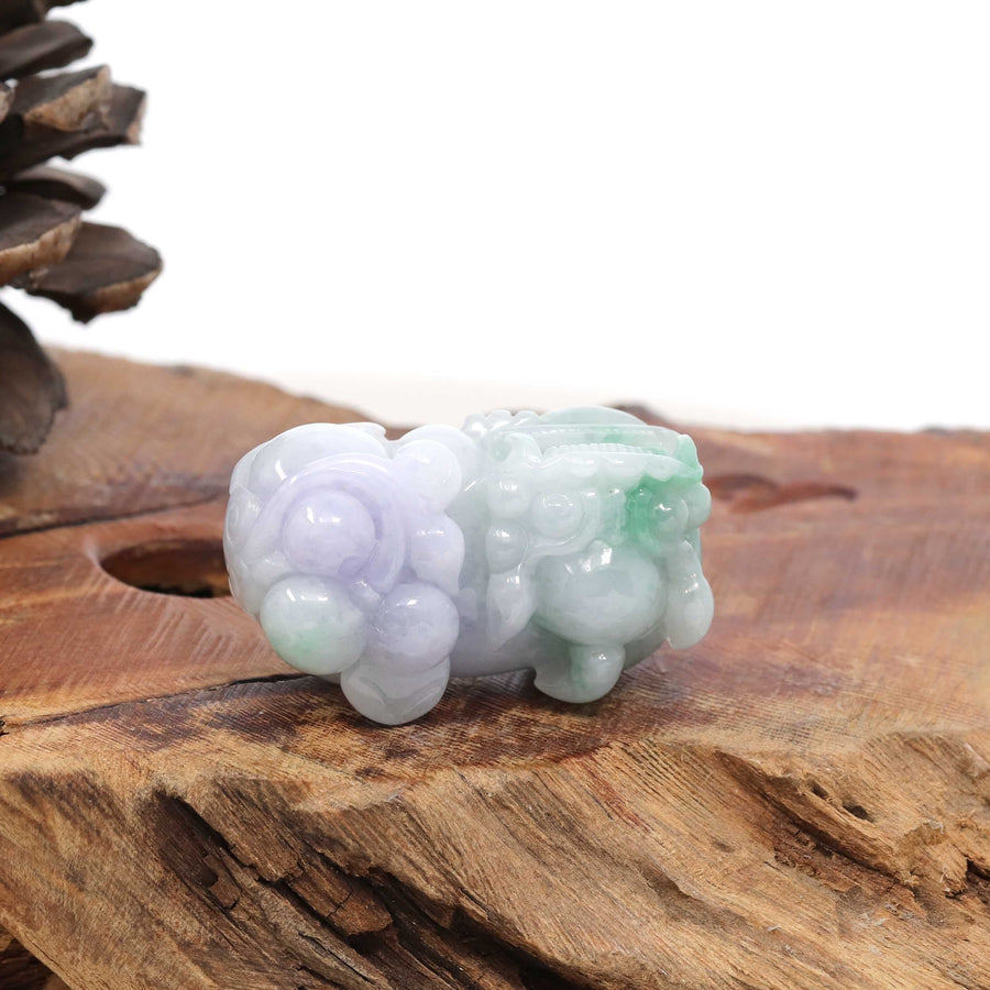 Baikalla Jewelry genuine jadeite carving Genuine Burmese Lavender Green Jadeite Jade PiXiu Pendant Necklace