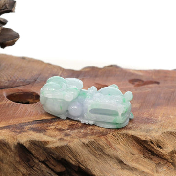 Baikalla Jewelry genuine jadeite carving Genuine Burmese Ice Green Jadeite Jade PiXiu Pendant Necklace