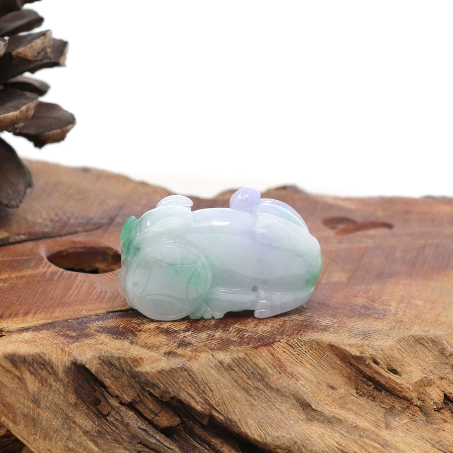 Baikalla Jewelry genuine jadeite carving Genuine Burmese Lavender Green Jadeite Jade PiXiu Pendant Necklace