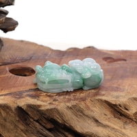 Baikalla Jewelry genuine jadeite carving With Nylon String Necklace Genuine Burmese Ice Green Jadeite Jade PiXiu Pendant Necklace