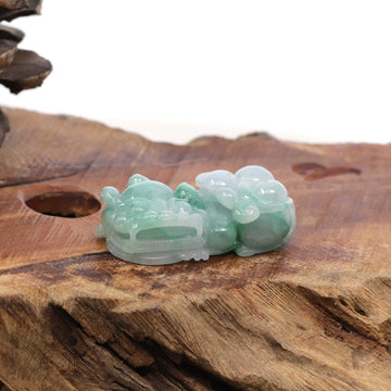 Baikalla Jewelry genuine jadeite carving With Nylon String Necklace Genuine Burmese Ice Green Jadeite Jade PiXiu Pendant Necklace