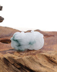 Baikalla Jewelry genuine jadeite carving Genuine Burmese White Blue-Green Jadeite Jade PiXiu Pendant Necklace