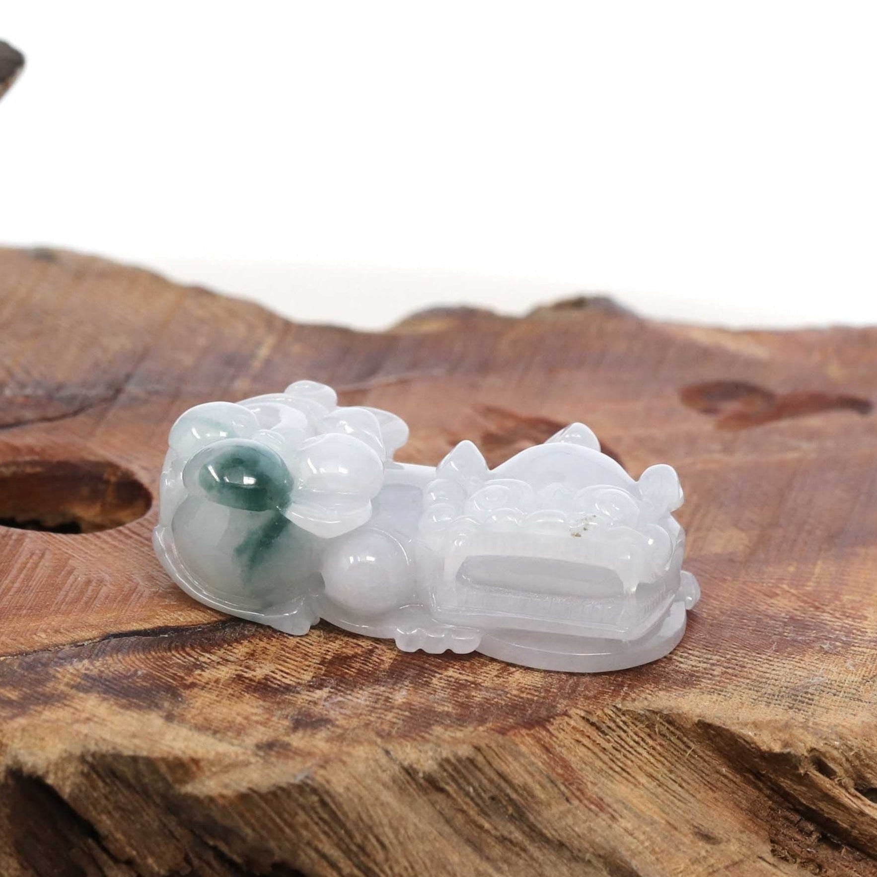 Baikalla Jewelry genuine jadeite carving With Nylon String Necklace Genuine Burmese White Blue-Green Jadeite Jade PiXiu Pendant Necklace