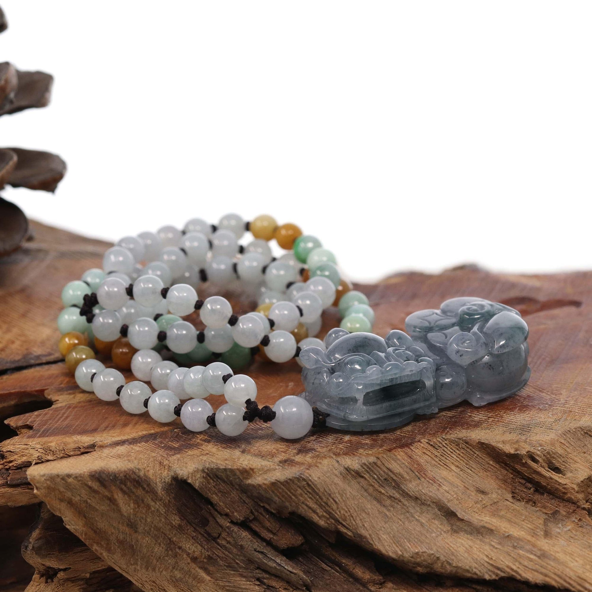 Baikalla Jewelry genuine jadeite carving Baikalla™ Pi Xiu Genuine Burmese Blue Green Jadeite Jade PiXiu Pendant Necklace (FengShui Lucky)