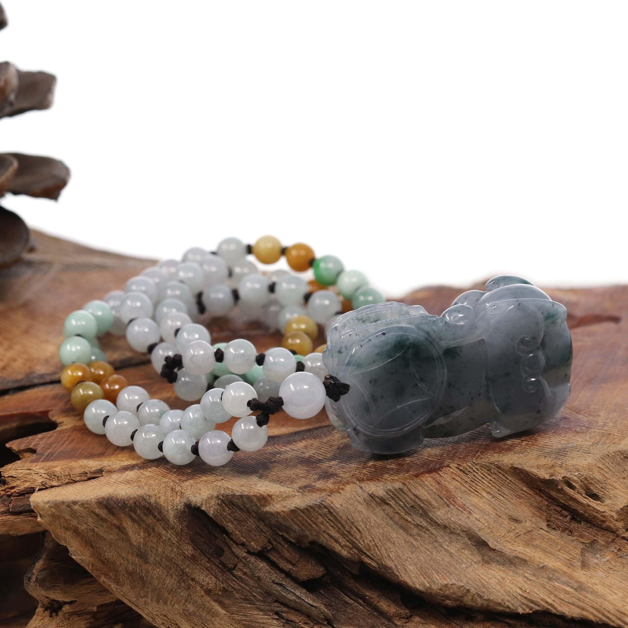 Baikalla Jewelry genuine jadeite carving Baikalla™ Pi Xiu Genuine Burmese Blue Green Jadeite Jade PiXiu Pendant Necklace (FengShui Lucky)