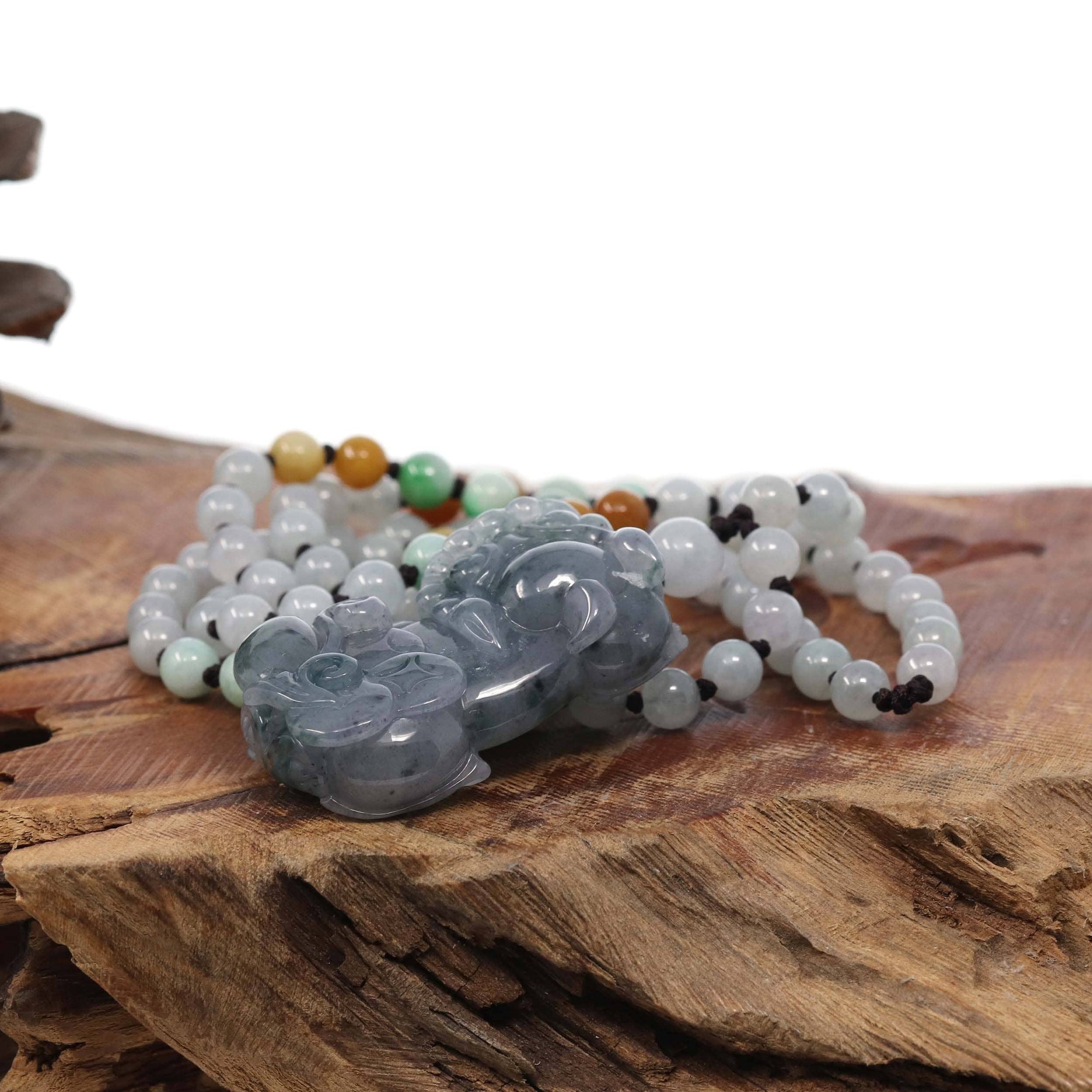 Baikalla Jewelry genuine jadeite carving Baikalla™ Pi Xiu Genuine Burmese Blue Green Jadeite Jade PiXiu Pendant Necklace (FengShui Lucky)