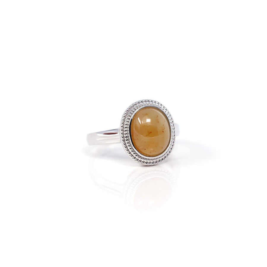 Baikalla Jewelry Jade Ring Baikalla™ 14k White Gold Yellow Jade Rope Ring