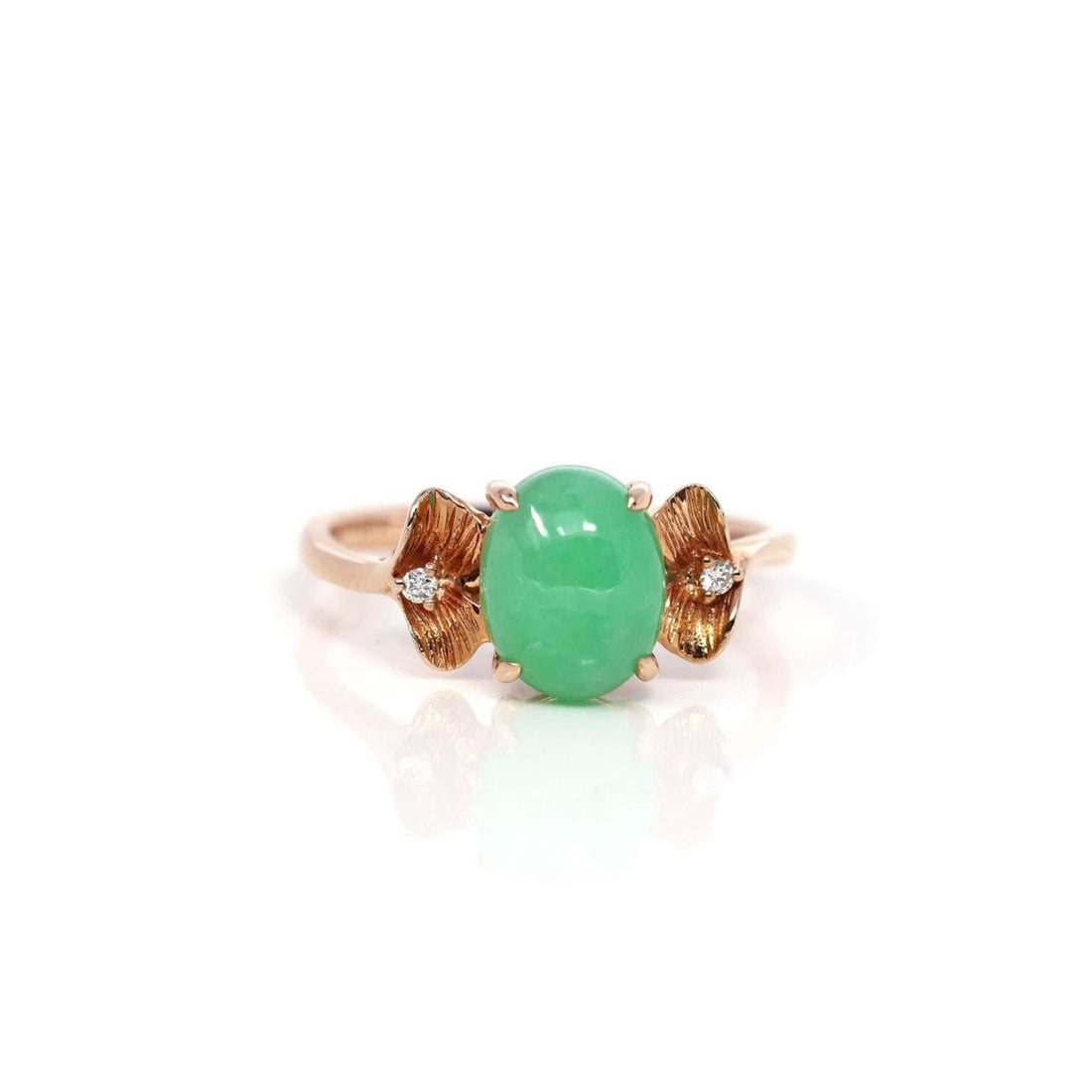 Baikalla Jewelry Jadeite Engagement Ring 5 Baikalla™ "Aretha" 18k Rose Gold Natural Imperial Jadeite Morning Glory Engagement Ring