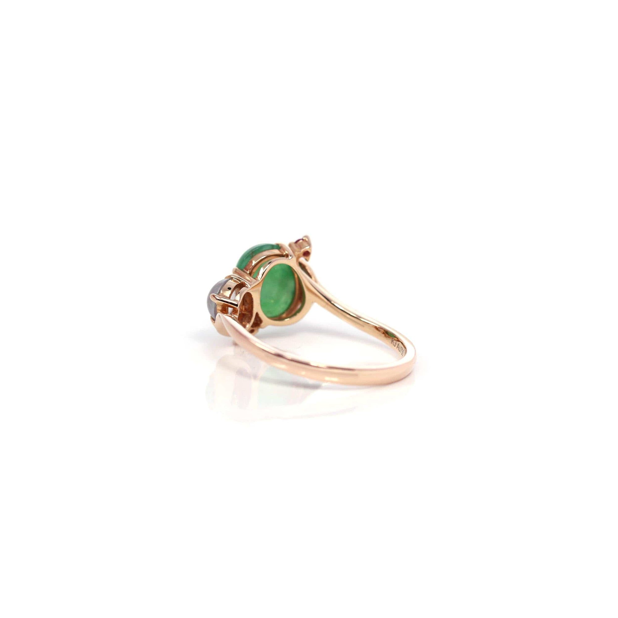 Baikalla Jewelry Jadeite Engagement Ring Copy of Baikalla™ "Aretha" 18k Rose Gold Natural Imperial Jadeite Morning Glory Engagement Ring