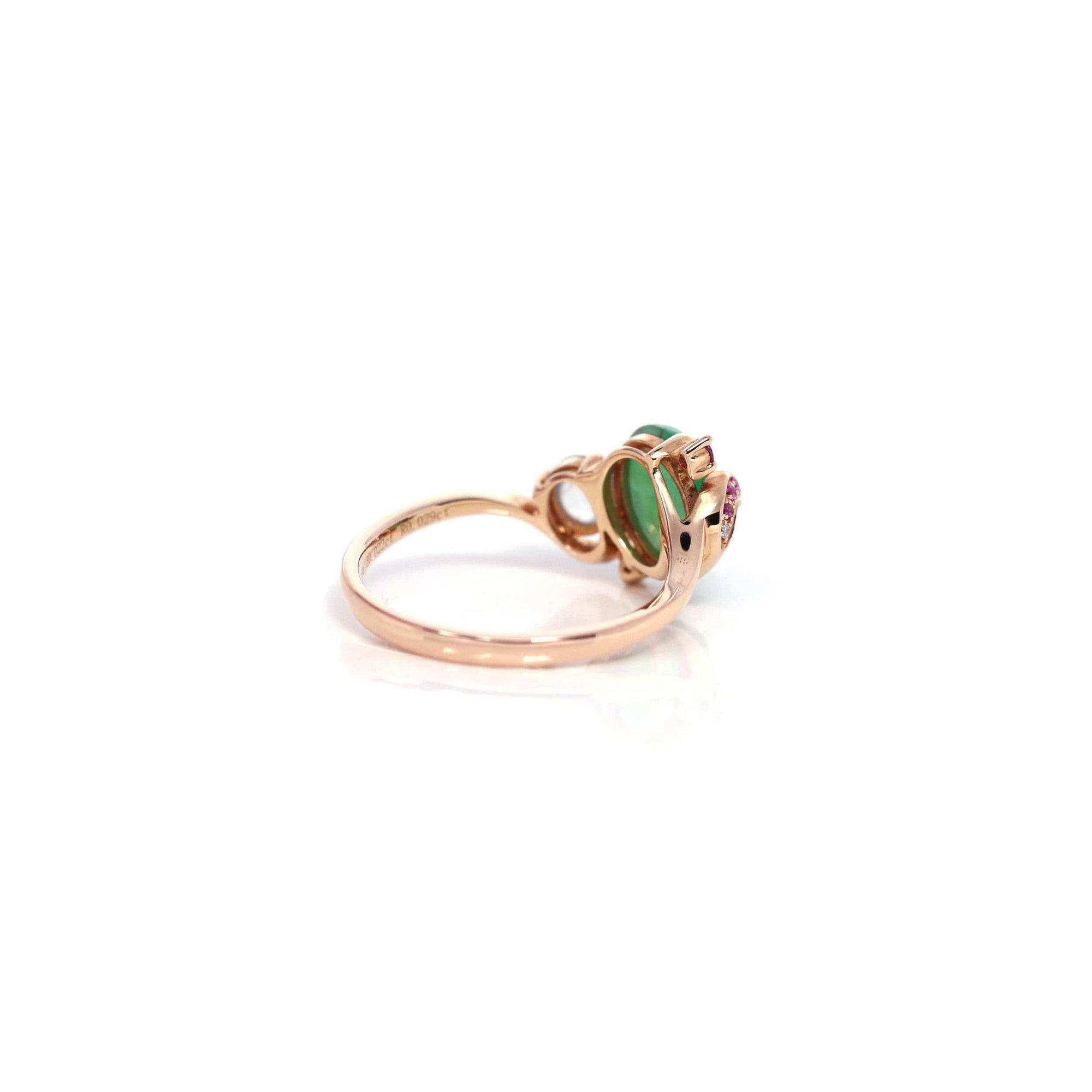 Baikalla Jewelry Jadeite Engagement Ring Copy of Baikalla™ "Aretha" 18k Rose Gold Natural Imperial Jadeite Morning Glory Engagement Ring