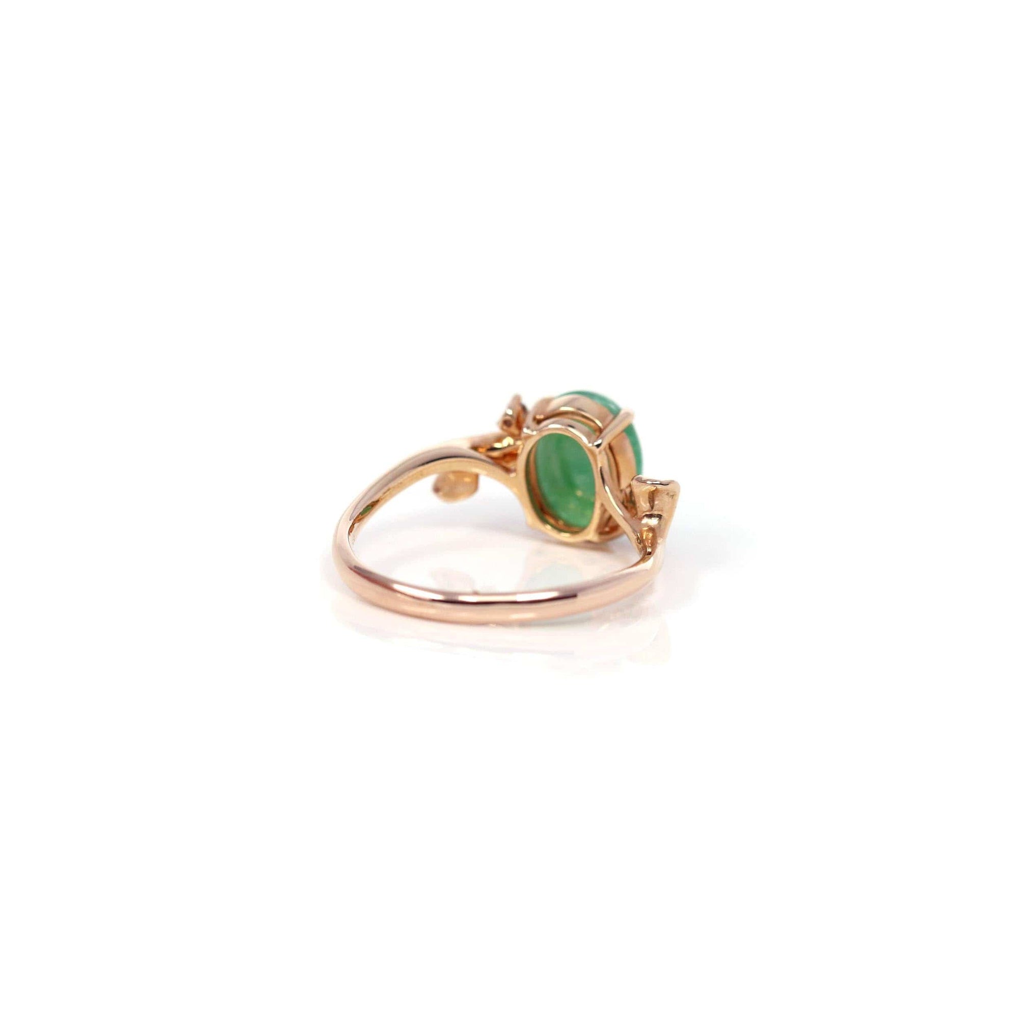 Baikalla Jewelry Jadeite Engagement Ring Copy of Baikalla™ "Aretha" 18k Rose Gold Natural Imperial Jadeite Morning Glory Engagement Ring