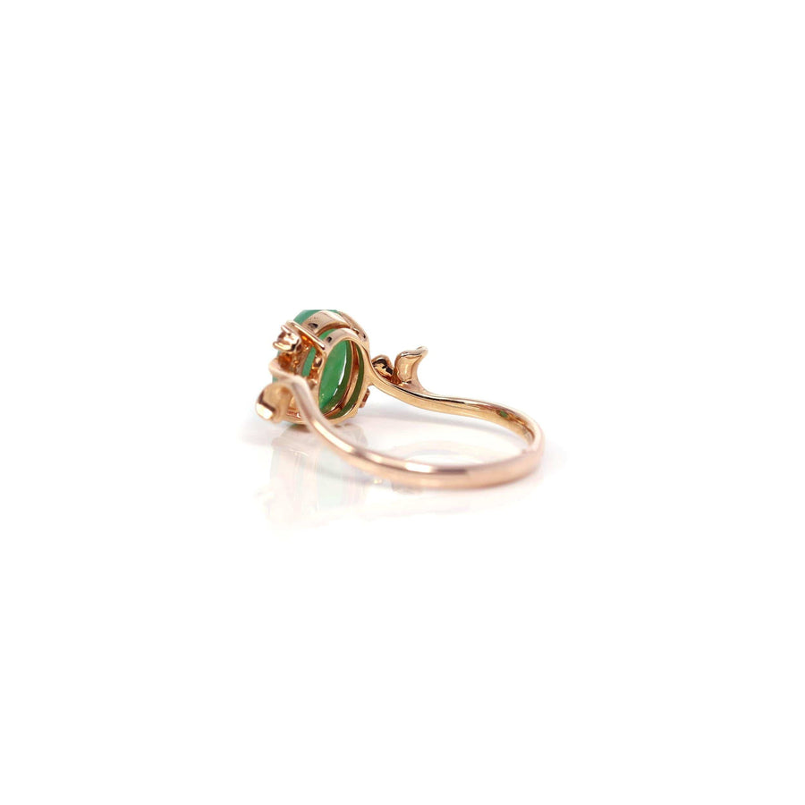 Baikalla Jewelry Jadeite Engagement Ring Copy of Baikalla™ "Aretha" 18k Rose Gold Natural Imperial Jadeite Morning Glory Engagement Ring