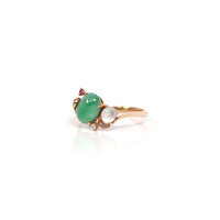 Baikalla Jewelry Jadeite Engagement Ring Baikalla™ 18k Rose Gold Natural Imperial Jadeite Morning Glory Engagement Ring