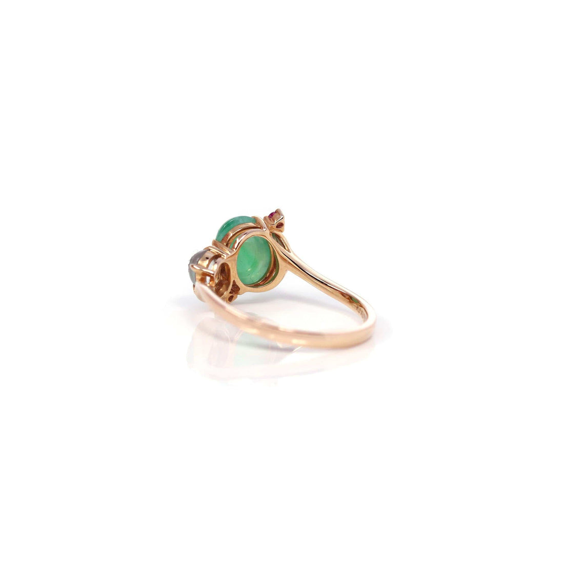 Baikalla Jewelry Jadeite Engagement Ring Baikalla™ 18k Rose Gold Natural Imperial Jadeite Morning Glory Engagement Ring