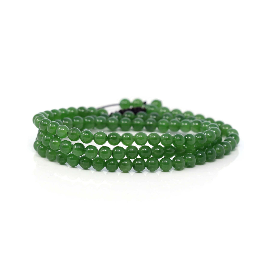 Baikalla Jewelry jade beads bracelet Light Green Baikalla Genuine Green Nephrite Green Jade Round Beads Rosary ( 4mm ) 2 in 1