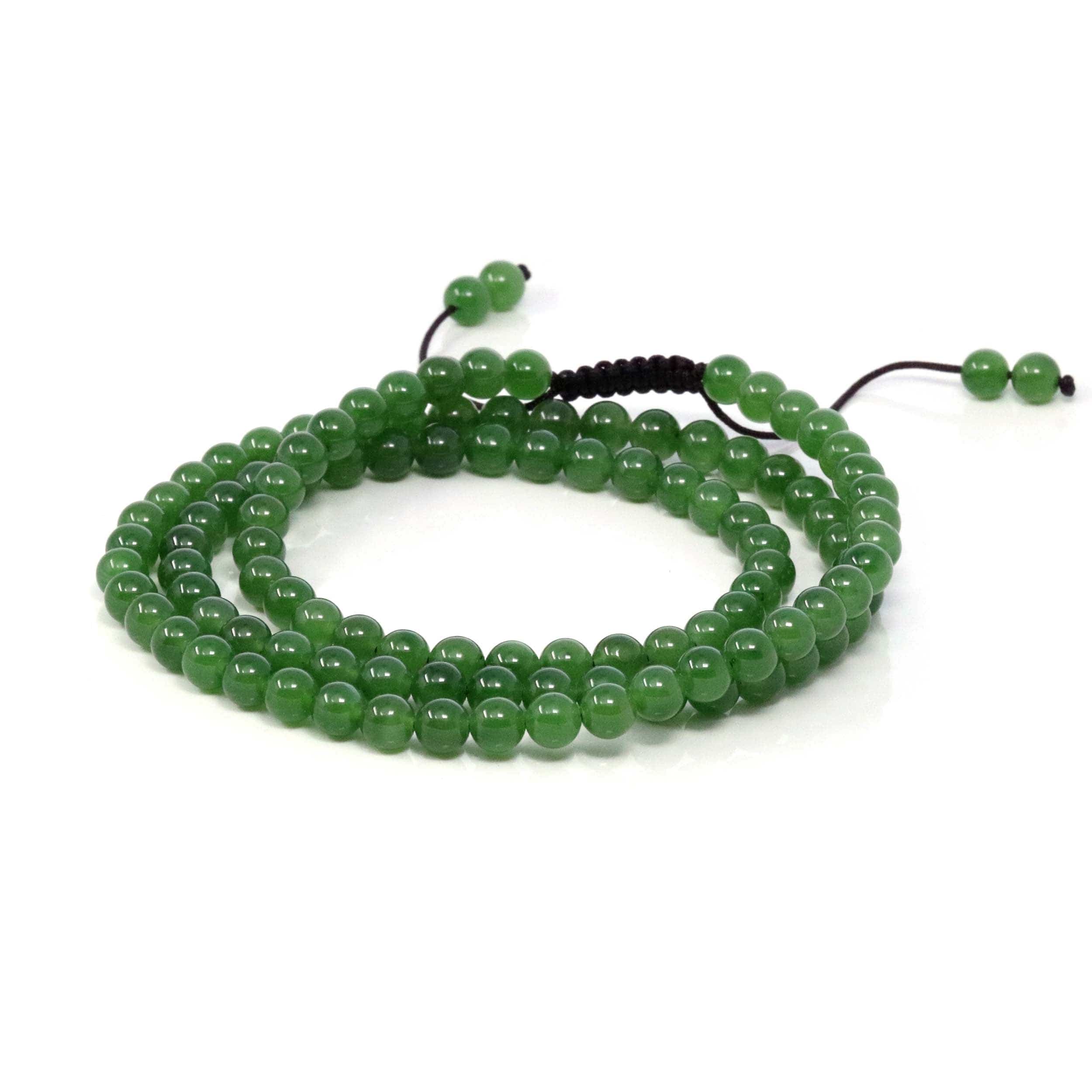 Baikalla High Genuine Green Nephrite Green Jade Round Beads Rosary