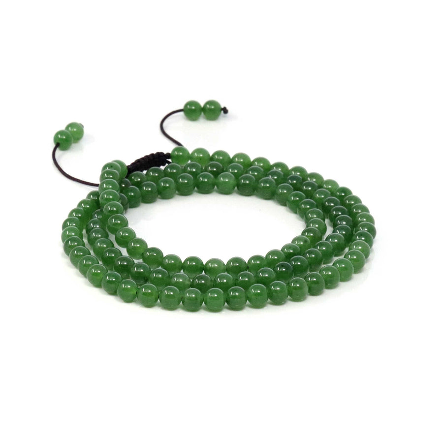 Baikalla Jewelry jade beads bracelet Baikalla Genuine Green Nephrite Green Jade Round Beads Rosary ( 4mm ) 2 in 1