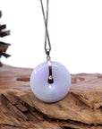 Baikalla Jewelry Gold Jadeite Jade Pendant Necklace "Good Luck Button" Lavender Jadeite Jade Lucky KouKou Pendant With 14K White Gold Bail