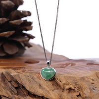Baikalla Jewelry 18k Gold Jadeite Necklace Baikalla 14K Gold Genuine Burmese Jadeite Jade Heart Pendant