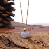 Baikalla Jewelry 18k Gold Jadeite Necklace Pendant Only Baikalla 14K Gold Genuine Burmese Jadeite Jade Heart Pendant with Diamonds