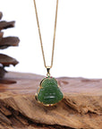 Baikalla Jewelry Jade Pendant Baikalla™ "Laughing Buddha" Gold Plated Nephrite Jade Necklace Pendant