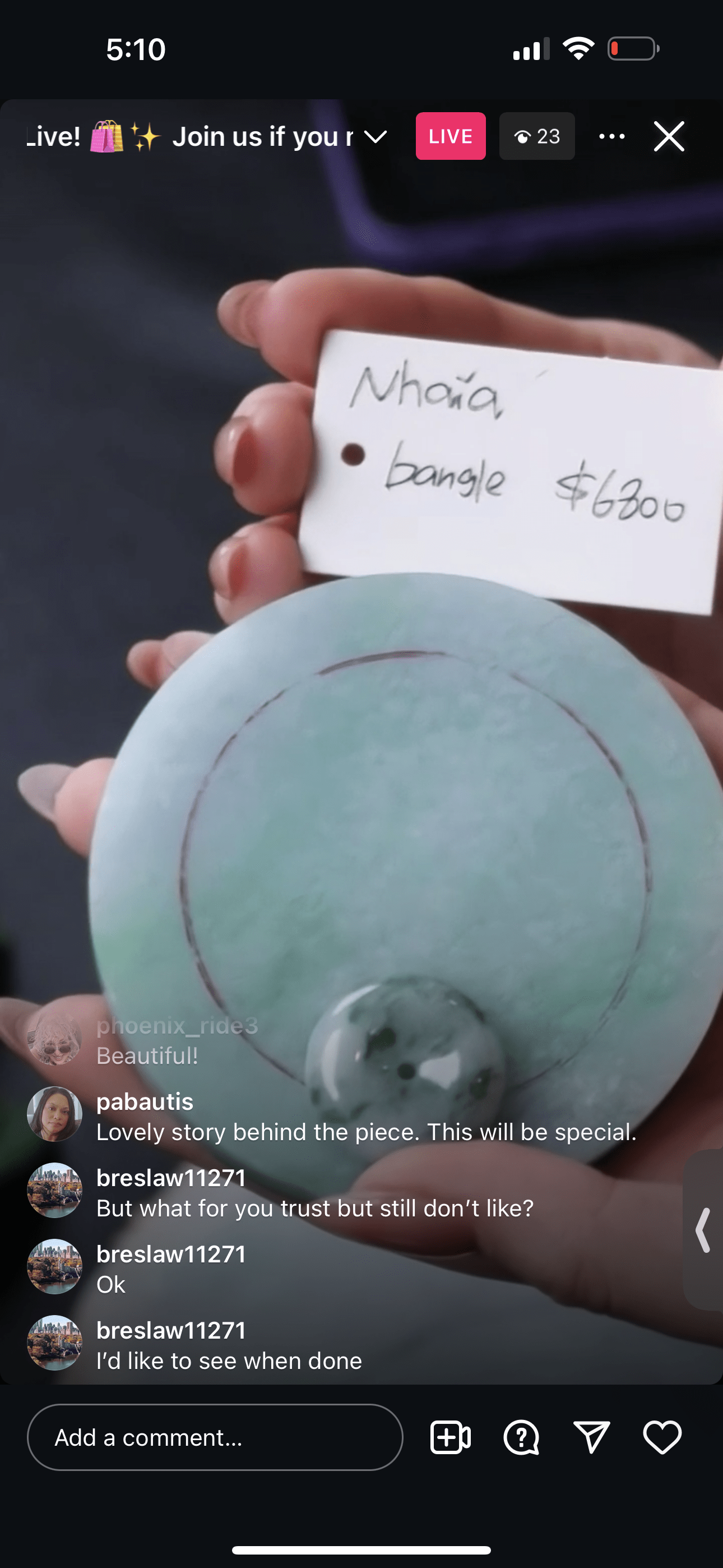 Baikalla IG Live "Natural Jadeite Jade Custom Bangle and center Carving" (Live Pick) (11/30/24)