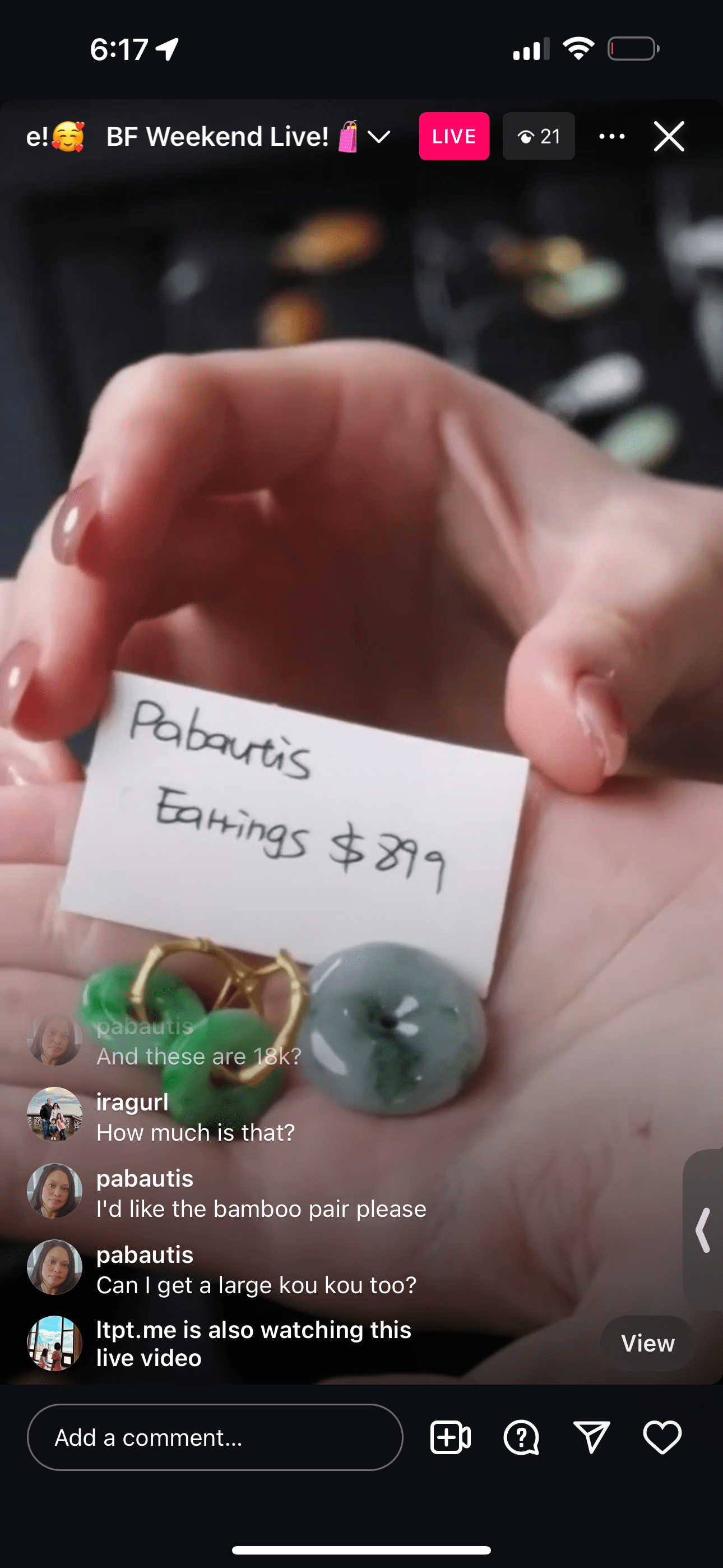 Baikalla IG Live "Natural Jadeite Jade Bamboo Kou Kou Earrings" (Live Pick) (11/30/24)