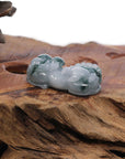 Baikalla Jewelry genuine jadeite carving Genuine Burmese Ice Blue-Green Jadeite Jade PiXiu Pendant Necklace