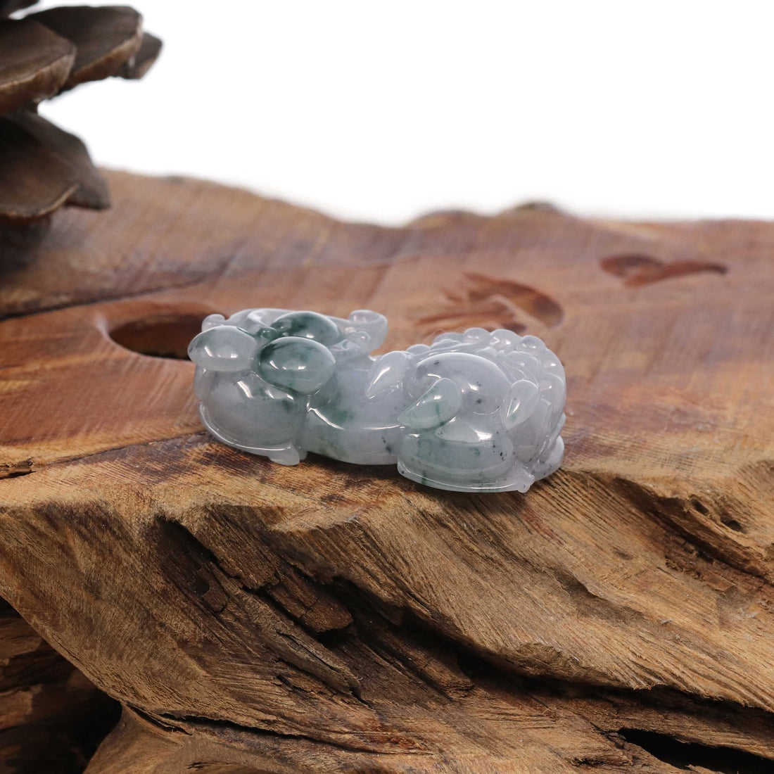 Baikalla Jewelry genuine jadeite carving With Nylon String Necklace Genuine Burmese Ice Blue-Green Jadeite Jade PiXiu Pendant Necklace