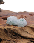 Baikalla Jewelry genuine jadeite carving Genuine Burmese Ice Blue-Green Jadeite Jade PiXiu Pendant Necklace