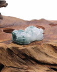Baikalla Jewelry genuine jadeite carving Genuine Burmese Ice Blue-Green Jadeite Jade PiXiu Pendant Necklace
