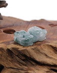 Baikalla Jewelry genuine jadeite carving Genuine Burmese Ice Blue-Green Jadeite Jade PiXiu Pendant Necklace