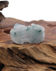 Baikalla Jewelry genuine jadeite carving Genuine Burmese Ice Blue-Green Jadeite Jade PiXiu Pendant Necklace