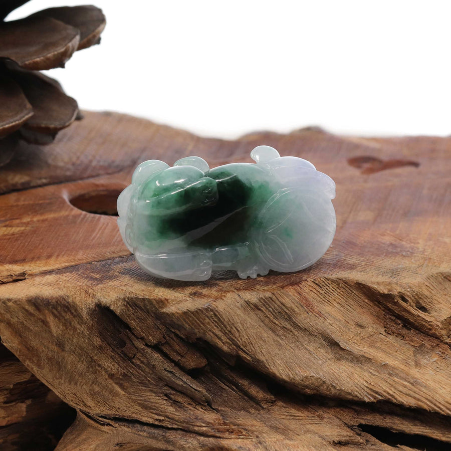 Baikalla Jewelry genuine jadeite carving Genuine Burmese White Blue-Green Jadeite Jade PiXiu Pendant Necklace