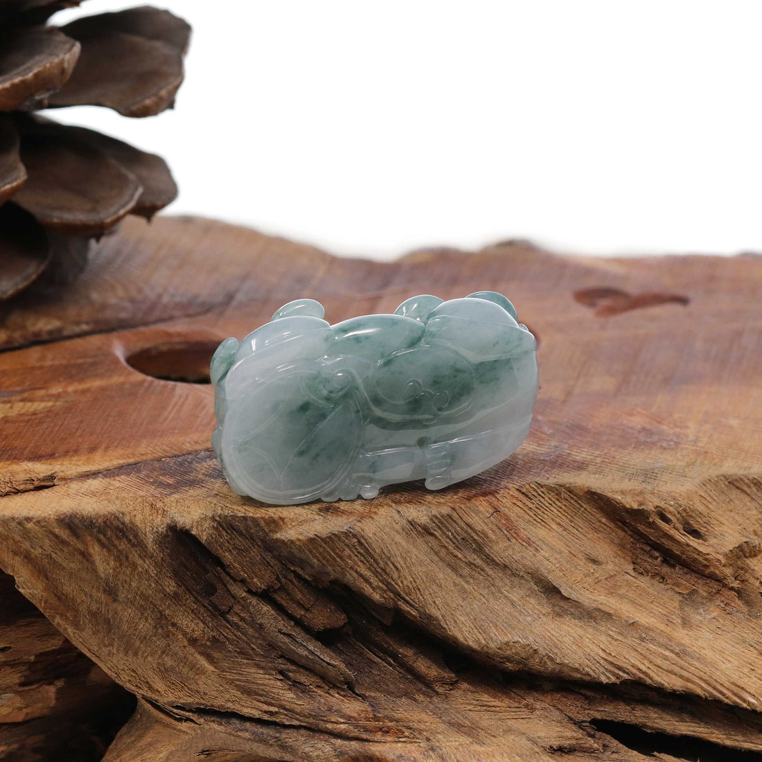 Baikalla Jewelry genuine jadeite carving Genuine Burmese Ice Blue-Green Jadeite Jade PiXiu Pendant Necklace