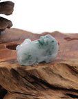 Baikalla Jewelry genuine jadeite carving Genuine Burmese Ice Blue-Green Jadeite Jade PiXiu Pendant Necklace